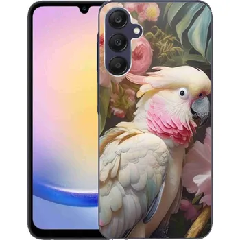 Pouzdro na mobilní telefon Gelový kryt mmCase na Samsung Galaxy A25 5G - papoušek kakadu růžový 2