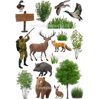 Jedlá dekorace na dort Myslivost vzor č.1 - (jedlý papír nebo fondánový list) - Bez úprav / Jedlý papír / Bez decor gelu