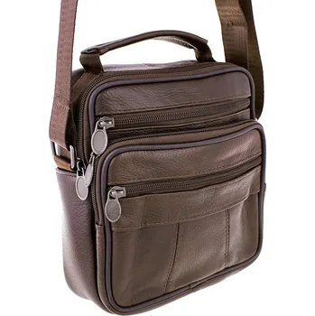 Pánská taška přes rameno kožená hnědá 7648 (Kožená taška přes rameno s nastavitelným popruhem)
