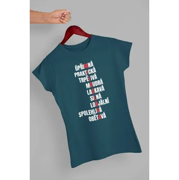 Dámské tričko Dámské tričko Charakteristika Miloslava Barva: Petrolejová modrá, Velikost: M
