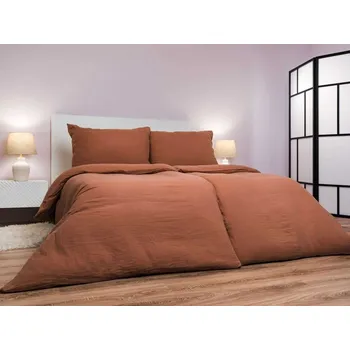Povlečení Dadka Vracov Dadka hnědé bavlněné mušelínové povlečení Rozměr: 1x 70 x 90 a 1x 140 x 200 cm