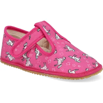 Dívčí bačkory Barefoot dětské přezůvky Beda - Širší typ Růžový koník Velikost: 24