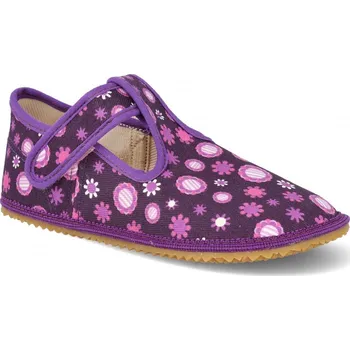 Dívčí bačkory Barefoot dětské přezůvky Beda - Playful BFN Fialové kvítko Velikost: 31