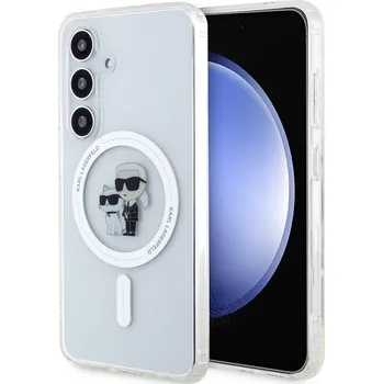 Karl Lagerfeld IML Glitter Karl and Choupette MagSafe zadní kryt pro Samsung Galaxy S24 Transparent