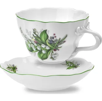 Český porcelán a.s. Porcelánový šálek s podšálkem 400 ml, konvalinky