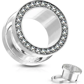 Piercing Šperky4U Tunel do ucha s čirými zirkony - TN01010-04C