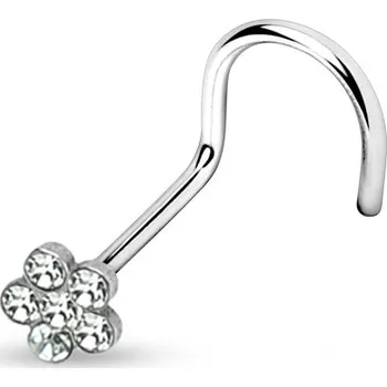Piercing Šperky4U Zahnutý piercing do nosu - kytička - N01062-C