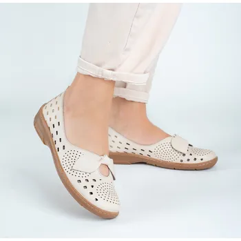 Dámské baleríny Dámské krémové kožené perforované baleríny Letizia Velikost: 39