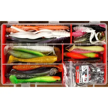 Umělá nástraha RedBass Gumová Nástraha Zvýhodněná Sada Candát Jigovka 71 ks