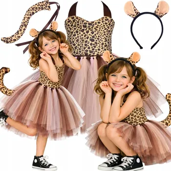Karnevalový kostým KOSTÝM MASKA GEPARD KOČKA PANTERKA ŠATY TUTU ZVÍŘÁTKO PLES 110 116