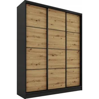 Šatní skříň Šatní skříň HARAZIA 150, černý mat/dub artisan
