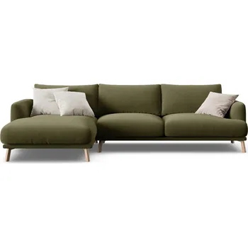 Pohovka Zelená sametová rohová pohovka (levý roh/s lenoškou) Naomi – Micadoni ID_1831894