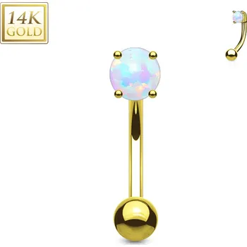 Piercing Šperky4U Zlatý piercing do obočí s opálem, Au 585/1000 - ZL01008-YG