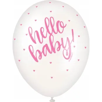 Balónek Balóny Hello Baby růžová srdíčka 30cm 5ks