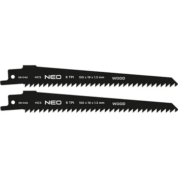Pilový plátek Šavlový pilový list NEO TOOLS HCS 152 × 19 × 1,3 mm, 6 TPI, sada 2 ks