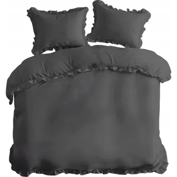 Povlečení Povlečení 160x200 s volánky Grafit jednobarevná, čistá 23