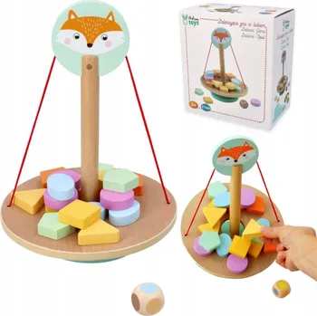 Dřevěná hračka GRA DREWNIANA BALANSUJĄCY LIŠKA GRA ARKÁDOVÁ HRA PRO DÍTĚ HRAČKA DÁREK