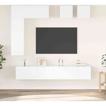 Obývací stěna vidaXL 8dílný set TV skříněk dřevotříska [3078704] Barva: Bílá