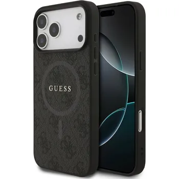 Náhradní kryt pro mobilní telefon Guess PU Leather 4G Colored Ring MagSafe zadní kryt pro iPhone 17 Pro Max Black