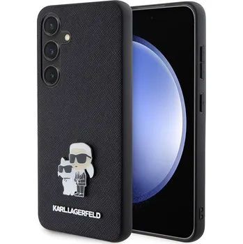 Náhradní díl pro mobilní telefon Karl Lagerfeld PU Saffiano Metal Karl and Choupette zadní kryt pro Samsung Galaxy S24 Black