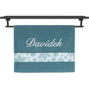 Ručník Malý ručník se jménem NA PŘÁNÍ 30x50 Vločky petrolej