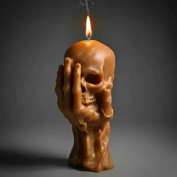 Svíčka Vonná svíčka Kostlivcova ruka | 80 g | Svíčkománie3D | Barva: Hnědá