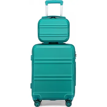 Módní doplněk Kono cestovní kufr na kolečkách s kosmetickým kufříkem ABS - 8L/49L - tyrkysová K1871-1L