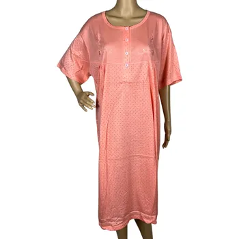 Dámské pyžamo Vn.Lot Dámská bavlněná nadměrná noční košile s krátkým rukávem FREEDOM Barva: Meruňková, Velikost: 4XL