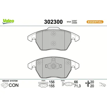 Brzdová destička Sada brzdových destiček, kotoučová brzda VALEO 302300
