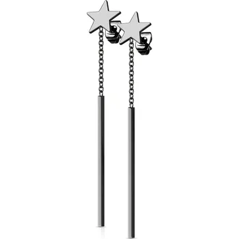 Náušnice Šperky4U Černé visací ocelové náušnice s hvězdou - OPN1906-K