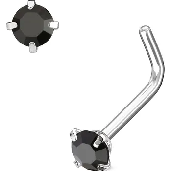 Piercing Šperky4U Zahnutý piercing do nosu, kamínek 3mm - N0066-K
