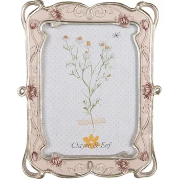 Rám na obraz Pastelově růžový fotorámeček se zdobením a květy - 19*2*24 cm / 13*18 cm