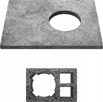 Komín Betonová deska na komín, stříška 53x70 cm, krycí nástavec KW2