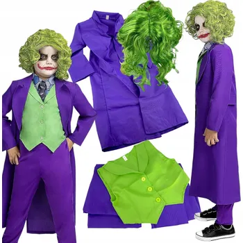 Karnevalový kostým KOSTÝM KLAUNA JOKERA pro Děti Kostým Sada S PARUKOU 120-130 COSPLAY