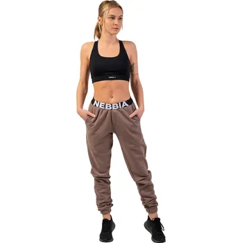 Dámské kalhoty Dámské tepláky Nebbia Iconic Mid-Waist Sweatpants 408 brown XS