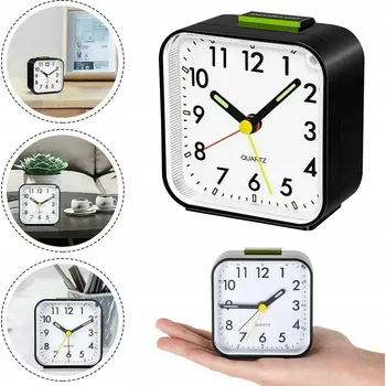 Budík BUDÍK HODINY TICHÝ NETIKAJÍCÍ ČERNÝ