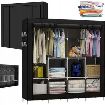 Šatní skříň SKŘÍŇ LÁTKOVÁ SKLÁDACÍ ŠATNÍ SKŘÍŇ ORGANIZÉR NA OBLEČENÍ 170 × 45 cm