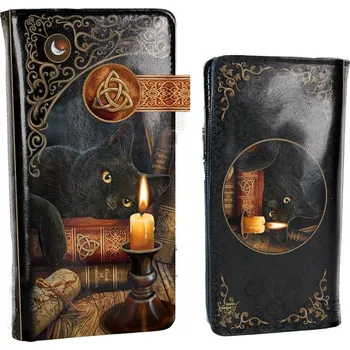 Peněženka Luxusní peněženka s kočkou a knihami - design Lisa Parker