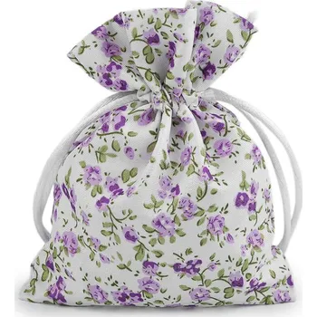 Balící papír Dárkový pytlík květy 10x13 cm - fialová (10 ks)