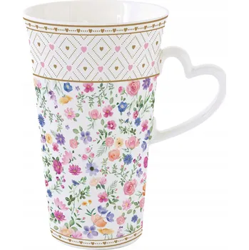 Velký porcelánový hrnek 600 ml “LOVE” s květinovým motivem