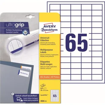 Speciální papír Samolepící etikety Ultragrip 38 x 21,2 mm 10 listů A4 3666-10