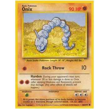 Karetní hra Pokémon BS 056/102 Onix - Base Set Stav: Excellent