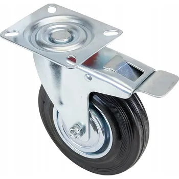 Pojezdové kolečko OTOČNÉ GUMOVÉ KOLO S BRZDOU PRO PRŮMYSLOVÉ VOZÍKY 75MM