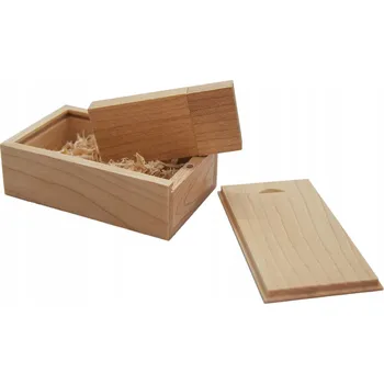 USB flash disk DÁREK SUVENÍR NA SVATBA Dřevěný USB flash disk 64 GB USB 2.0 se světelnou krabičkou