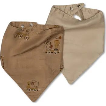 Bryndák NUUROO Villads Mušelínový bryndáček 2 ks Carnival Train/Natural