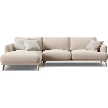 Pohovka Béžová sametová rohová pohovka (levý roh/s lenoškou) Naomi – Micadoni ID_1832054