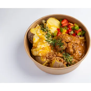 Hotové jídlo Pečené brambory se zeleným kari a kuřecím masem - 1-2 porce, min. 500 g