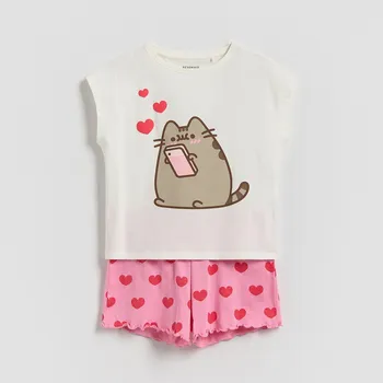 Dívčí spodní prádlo Reserved - Dvoudílné pyžamo Pusheen - krémová - 630IN-01X - 630IN-01X-U13
