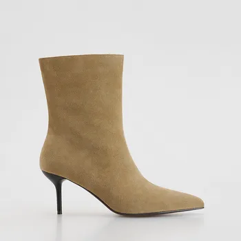 Dámské tenisky Reserved - Semišové boty na vysokém podpatku - béžová - 919FF-08X - 919FF-08X-40