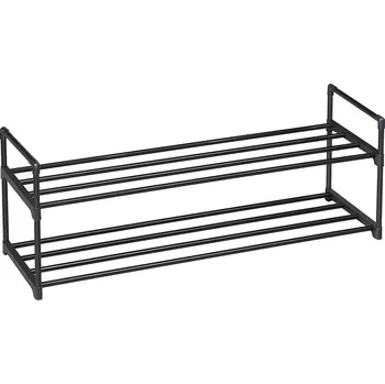 SONGMICS Skládací kovový botník 2 police 92 x 34 x 30 cm černý